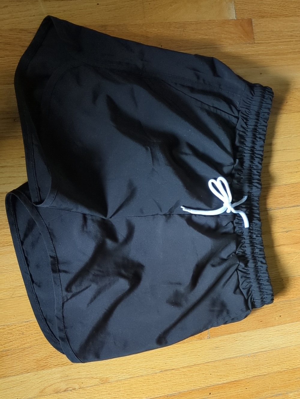 SHEIN Black Athletic Shorts with White Drawstring
